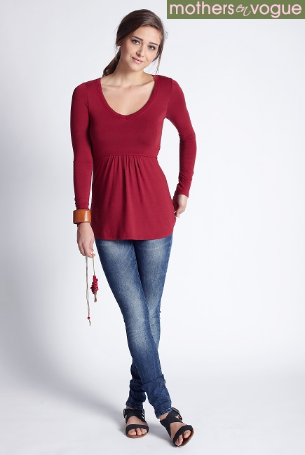 Топ для кормления Mothers en Vogue Must Have V-Neck, малиновый