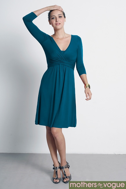 Платье Mothers en Vogue "Wrap Dress", рукав 3/4, морская волна