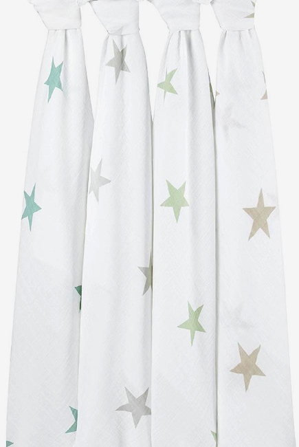 Муслиновые пеленки для новорожденных Aden&Anais большие, набор 4, Super Stars Scout