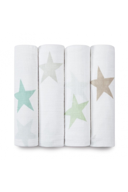 Муслиновые пеленки для новорожденных Aden&Anais большие, набор 4, Super Stars Scout