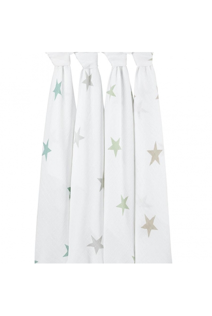 Муслиновые пеленки для новорожденных Aden&Anais большие, набор 4, Super Stars Scout