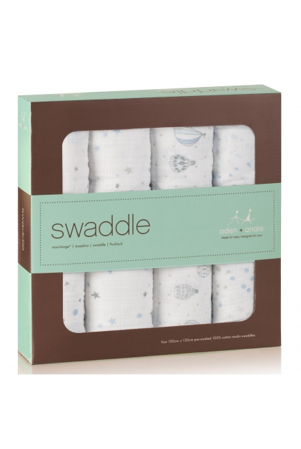 Муслиновые пеленки для новорожденных Aden&Anais большие, набор 4, Night Sky