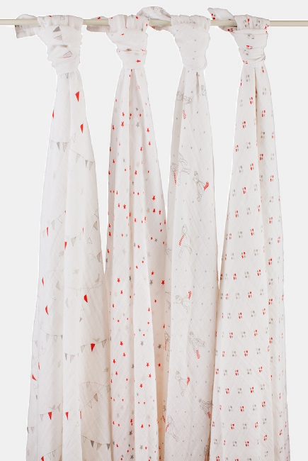 Aden&Anais набор 4 больших муслиновых пеленок, Make Believe