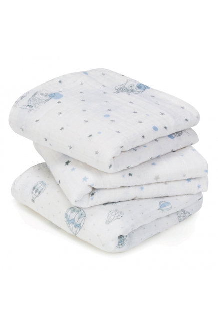Муслиновые пеленки для новорожденных Aden&Anais средние, набор 3, Night Sky