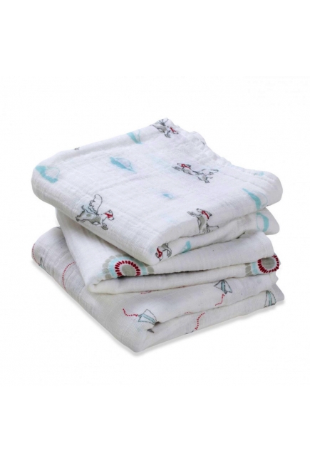 Aden&Anais набор 3 средних муслиновых пеленок, Liam the Brave (храбрый пес)