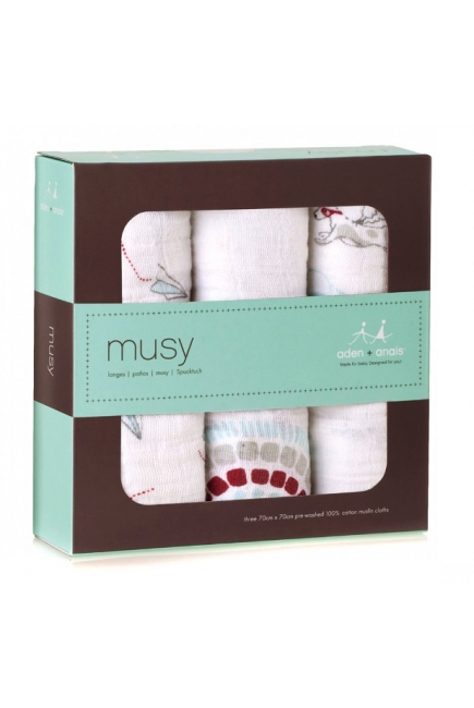 Aden&Anais набор 3 средних муслиновых пеленок, Liam the Brave (храбрый пес)