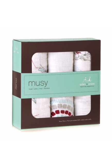 Aden&Anais набор 3 средних муслиновых пеленок, Night Sky (ночное небо)