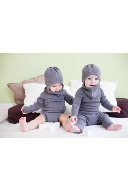 KoCoi шапка-шлем из шерсти мериноса, серый (термобелье)