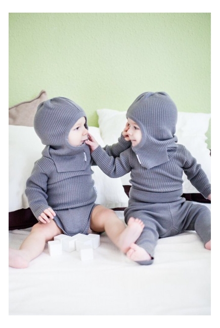 KoCoi шапка-шлем из шерсти мериноса, серый (термобелье)