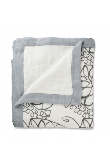 Aden&Anais одеяло бамбуковое, Moonlight Leafy + White (серый)