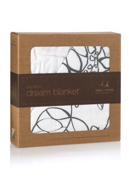 Aden&Anais одеяло бамбуковое, Moonlight Leafy + White (серый)