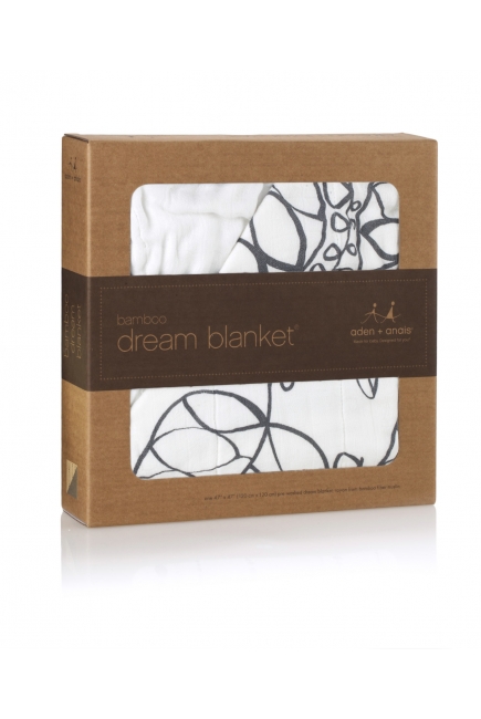 Aden&Anais одеяло бамбуковое, Moonlight Leafy + White (серый)