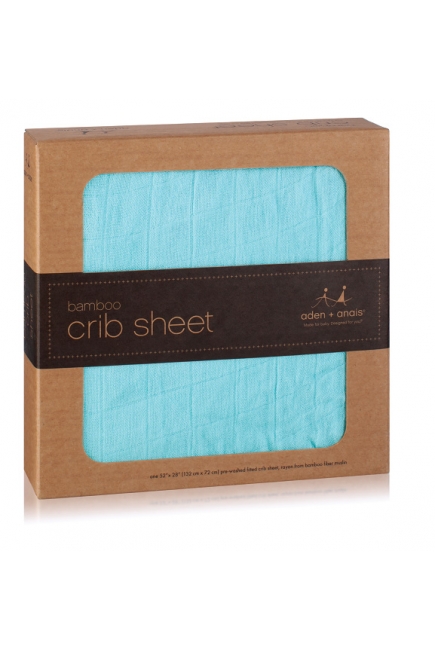 Aden&Anais простынка на матрас бамбуковая Azure Solid Aqua (аква)