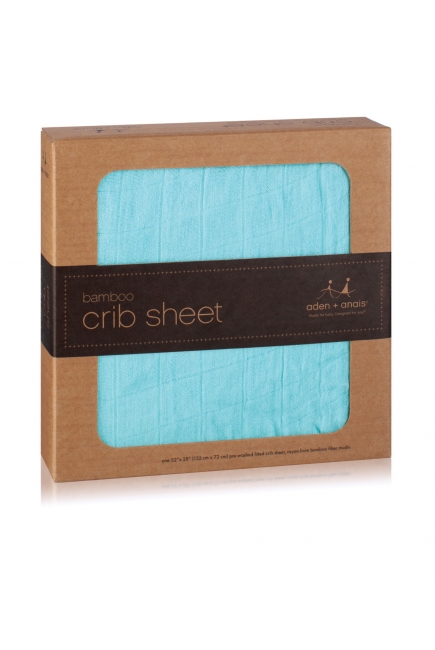 Aden&Anais простынка на матрас бамбуковая Azure Solid Aqua (аква)