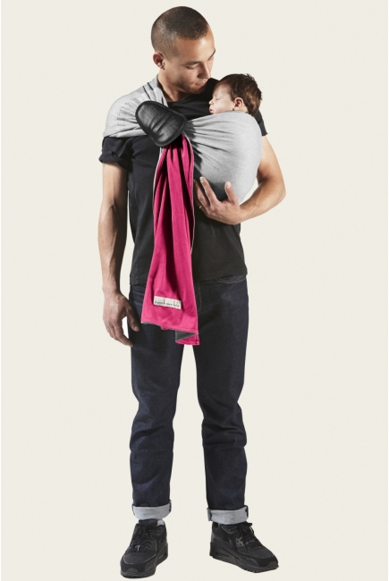 Слинг с кольцами JPMBB трикотажный, цвет " светло-серый-фуксия"