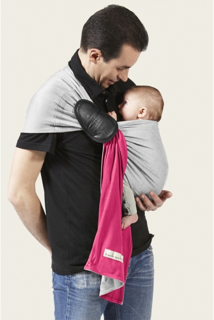 Слинг с кольцами JPMBB трикотажный, цвет " светло-серый-фуксия"