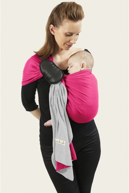 Слинг с кольцами JPMBB трикотажный, цвет " светло-серый-фуксия"