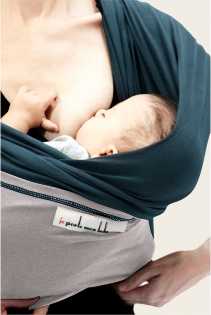 Слинг-шарф JPMBB трикотажный, цвет "морская волна-светло-серый"