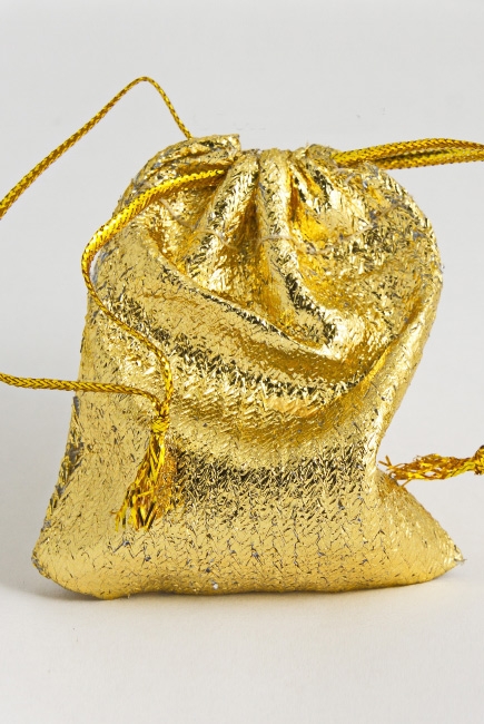 Мешочек подарочный золотой для кулонов бола