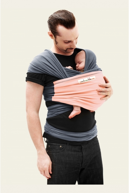 Слинг-шарф JPMBB трикотажный, цвет "синесерый - розовый"