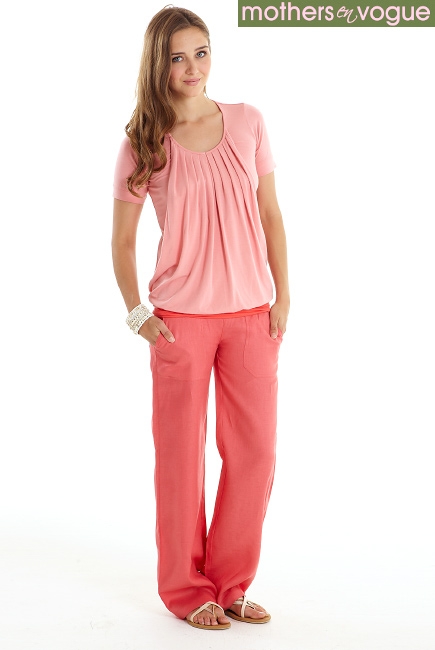 Топ для кормления Mothers en Vogue "Slouchy Pleated" короткий рукав, цвет розовый