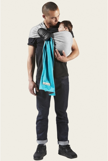 Слинг с кольцами JPMBB трикотажный, цвет "бирюза - светло-серый"