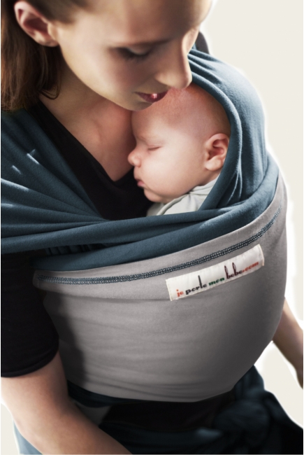 Слинг-шарф JPMBB трикотажный, цвет "морская волна-светло-серый"