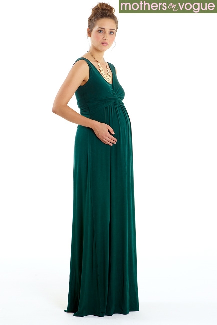 Платье Mothers en Vogue "Wrap Dress" без рукавов Maxi, зеленый