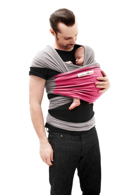 Слинг-шарф JPMBB трикотажный, цвет "светло-серый - фуксия"