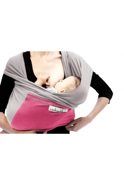 Слинг-шарф JPMBB трикотажный, цвет "светло-серый - фуксия"