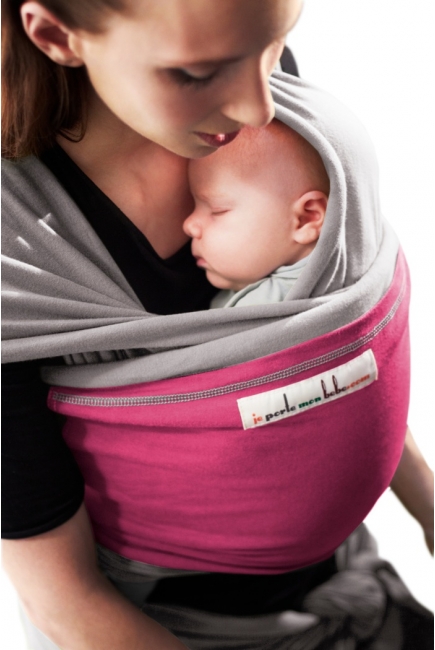 Слинг-шарф JPMBB трикотажный, цвет "светло-серый - фуксия"