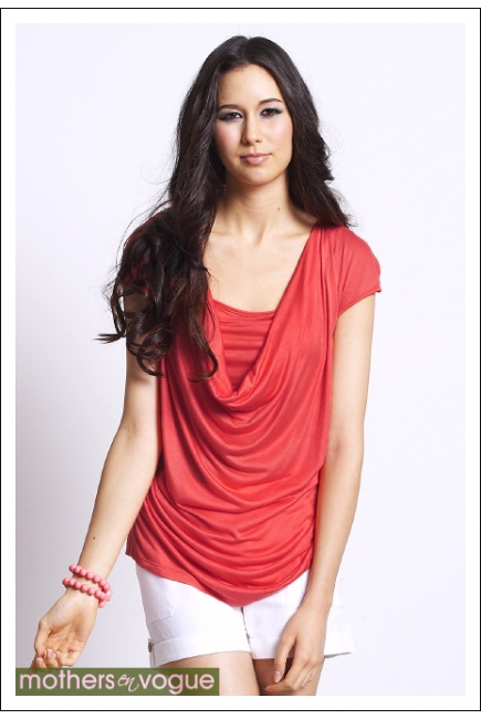 Топ для кормления Mothers en Vogue "Soft Drape Tee", цвет коралловый