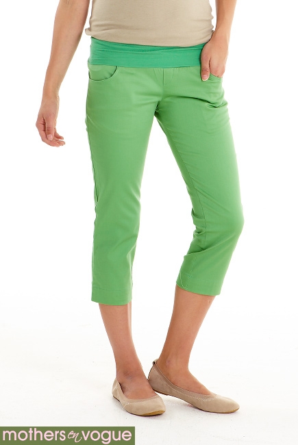 Брюки для беременных и родивших Mothers en Vogue Pencil Capri, зеленый