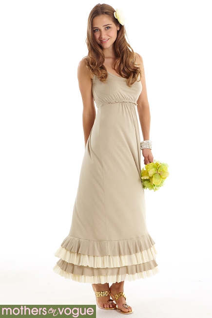 Платье для кормящих Mothers en Vogue Tulle Symphony, светлый хаки
