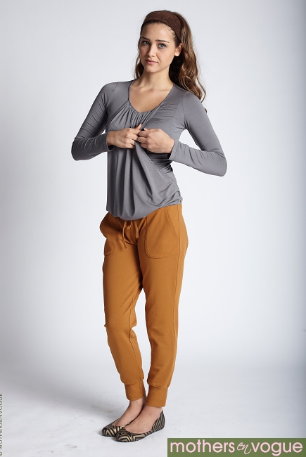 Топ для кормления Mothers en Vogue "Slouchy Pleated LS", цвет серый