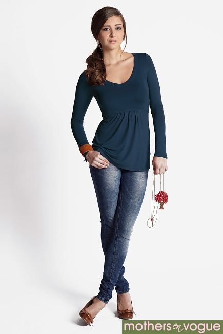Топ для кормления Mothers en Vogue Must Have V-Neck, синий (Night Shadow Blue)