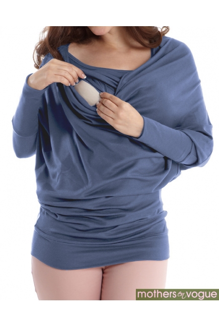 Топ для кормления Mothers en Vogue Cowl Neck Dolman, голубой (Velvet Morning)