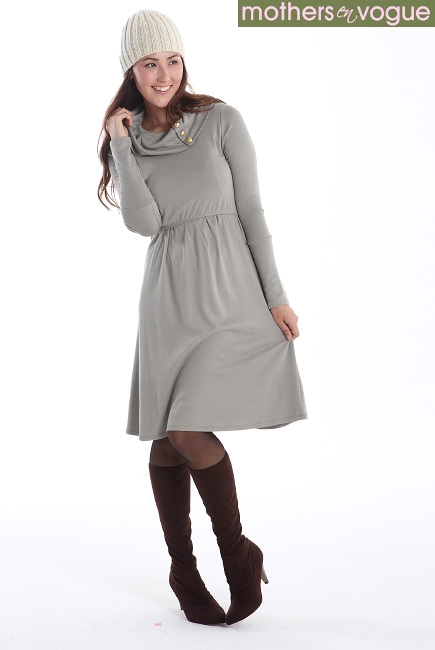 MEV Платье Buttoned Funnel-Neck, голубой (Velvet Morning)