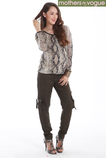 Топ для кормления Mothers en Vogue Printed Front-Zip Slouchy, змеиный принт