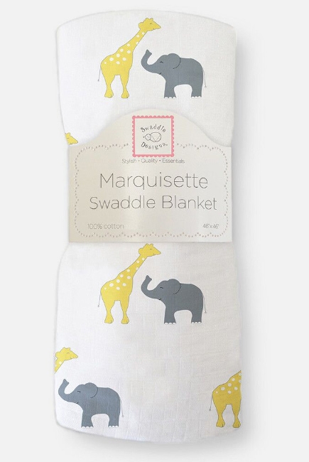 Пеленка детская тонкая SwaddleDesigns Маркизет Y Giraffe/Elephant