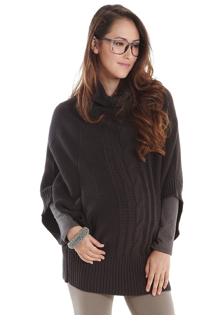 Свитер для кормящих Cable-Knit Poncho, темно-серый
