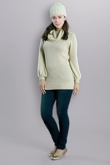Свитер для кормящих Funnel Turtle-Neck, Cashew