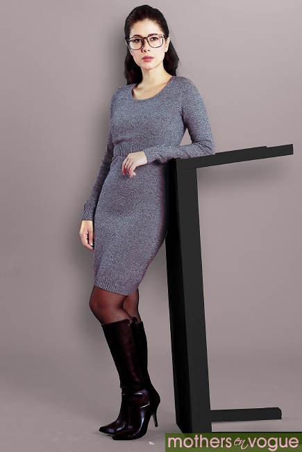 Платье для кормящих Mothers en Vogue Marled, серый (White-Black)