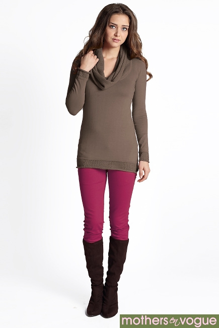 Свитер для кормящих Open-Stitch Cowlneck, бежевый (Gingersnap)