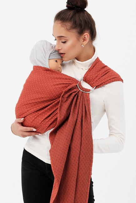 Слинг с кольцами YammyMammy (ями мамми), цвет "оранжевый/коричневый"