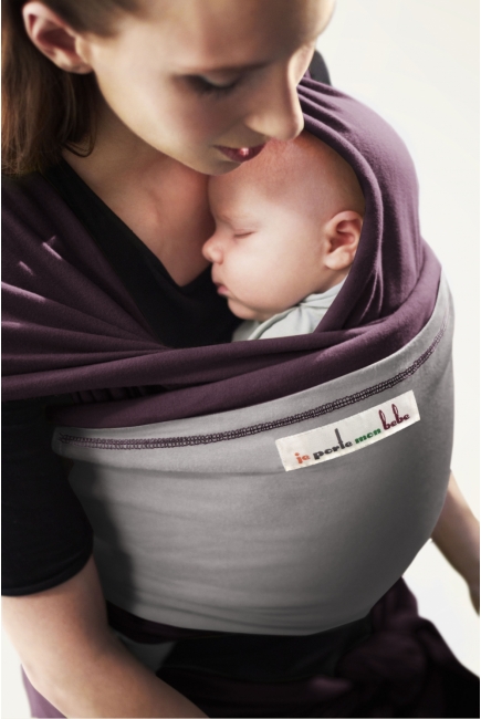 Слинг-шарф JPMBB трикотажный, цвет "сливовый - светло-серый"