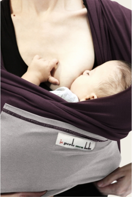 Слинг-шарф JPMBB трикотажный, цвет "сливовый - светло-серый"