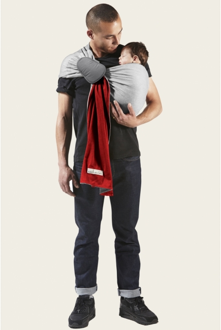 Слинг с кольцами JPMBB трикотажный, цвет "красный - светло-серый"