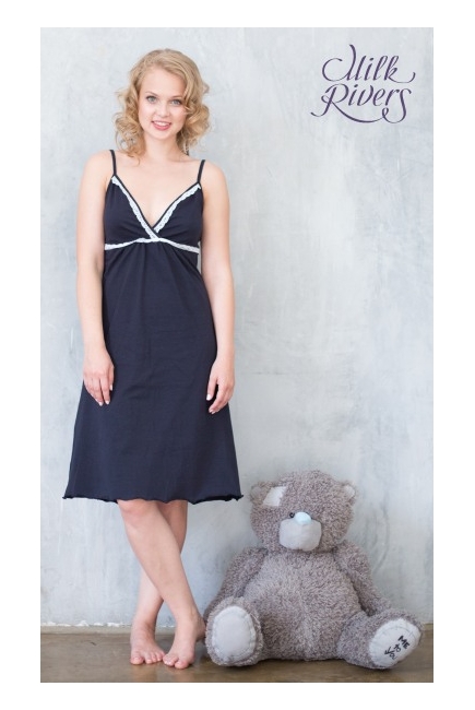 Ночная сорочка для беременных и кормящих "Селена" Milk Rivers, темно-синяя