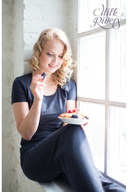 Футболка для беременных и кормящих Milk Rivers темно-синяя